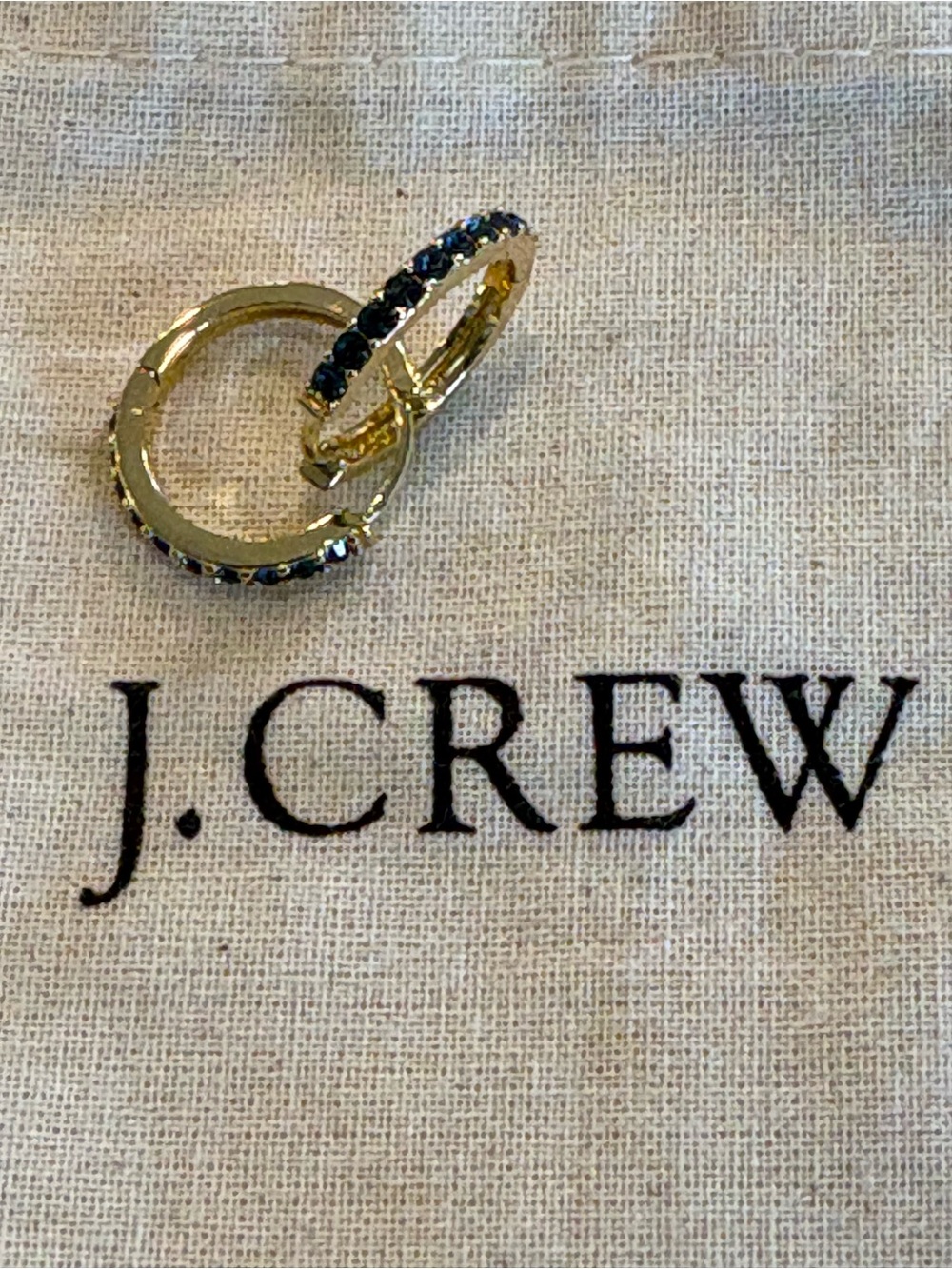 J.CREW Navy Blue Jeweled Hoop Earrings + Original Dust Bag